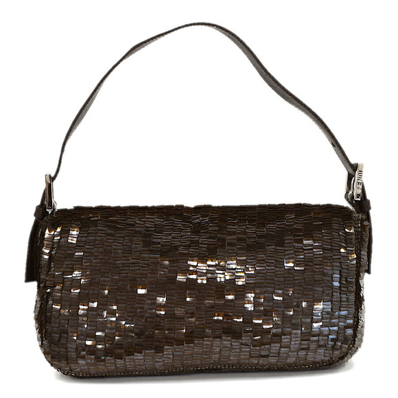 Fendi Mamma Bucket Bag Sequin Leather Brown - Picture 3 of 9